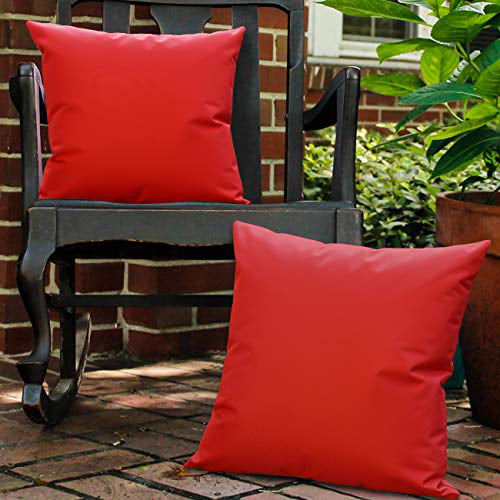 2 Pack UV Protection Throw Pillow Case Hello Printing Garden Balcony Cushion Cover for Patio Sofa Couch Christmas Decor 18x18 45x45cm Red Lewondr Waterproof Outdoor Throw Pillow Cover